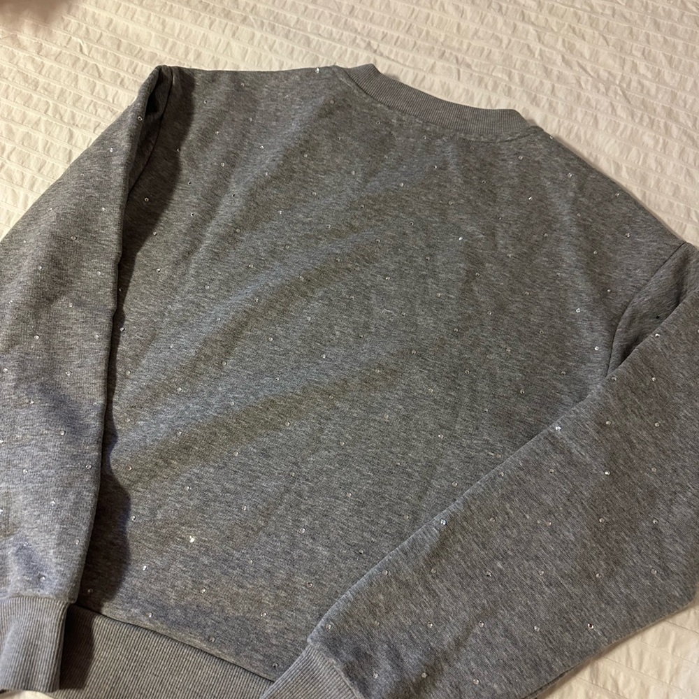 Evereve Women's Gray Speckled Crewneck Sweater - Picture 3 of 3